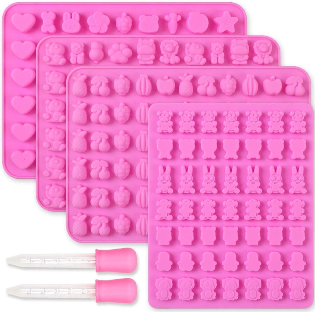 Stunq® Veelzijdige Siliconen Mallen Set: 4 Unieke Vormen voor Chocolade en Snoep Creatie