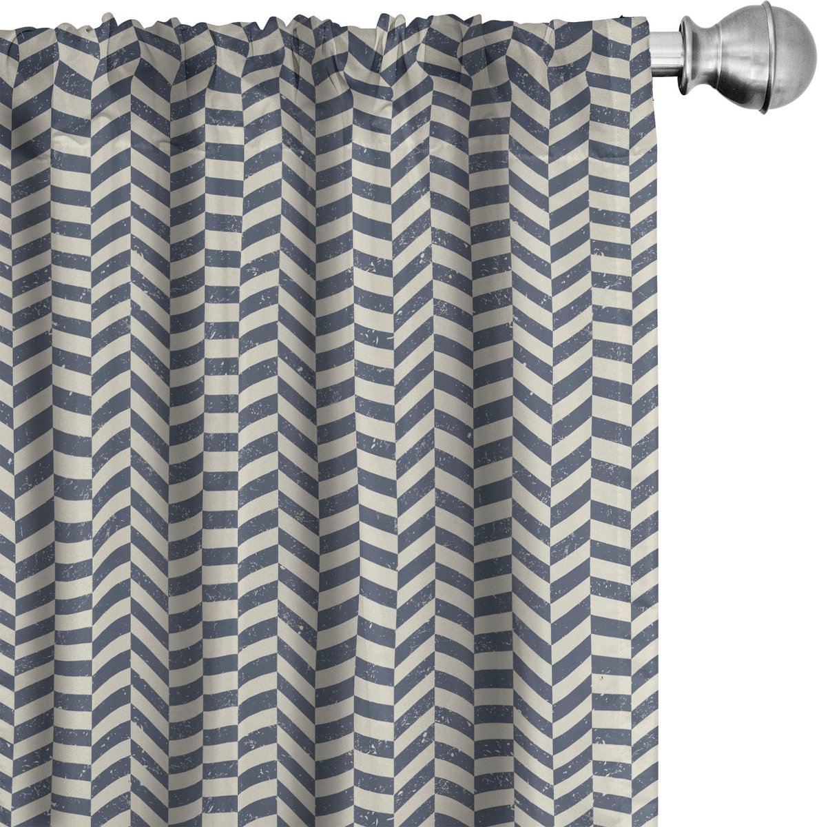 ABAKUHAUS Gordijnen – Grunge Zigzag, 2x75x245 cm – microvezel Blaugrau