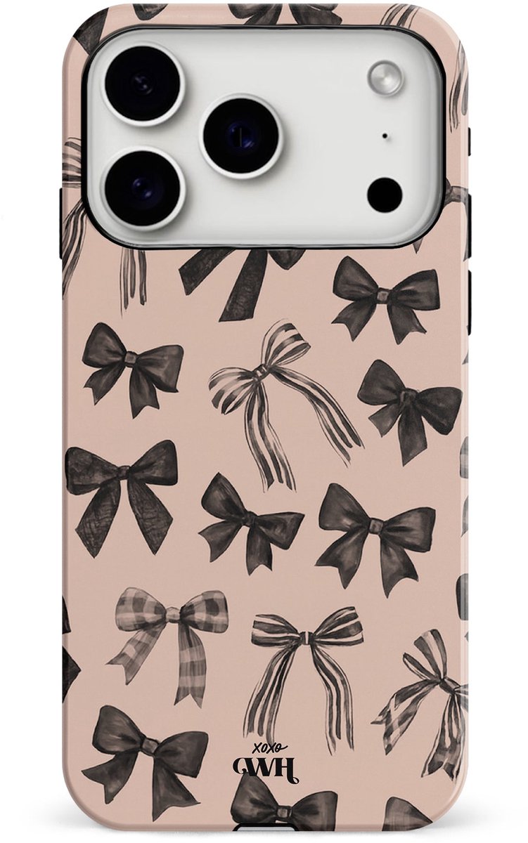 xoxo Wildhearts telefoonhoesje geschikt voor iPhone 17 Pro - Winter Muse - Double Layer - Hard case met dubbele beschermlaag - Beschermhoes shockproof case - Hoesje met strikjes - Beige