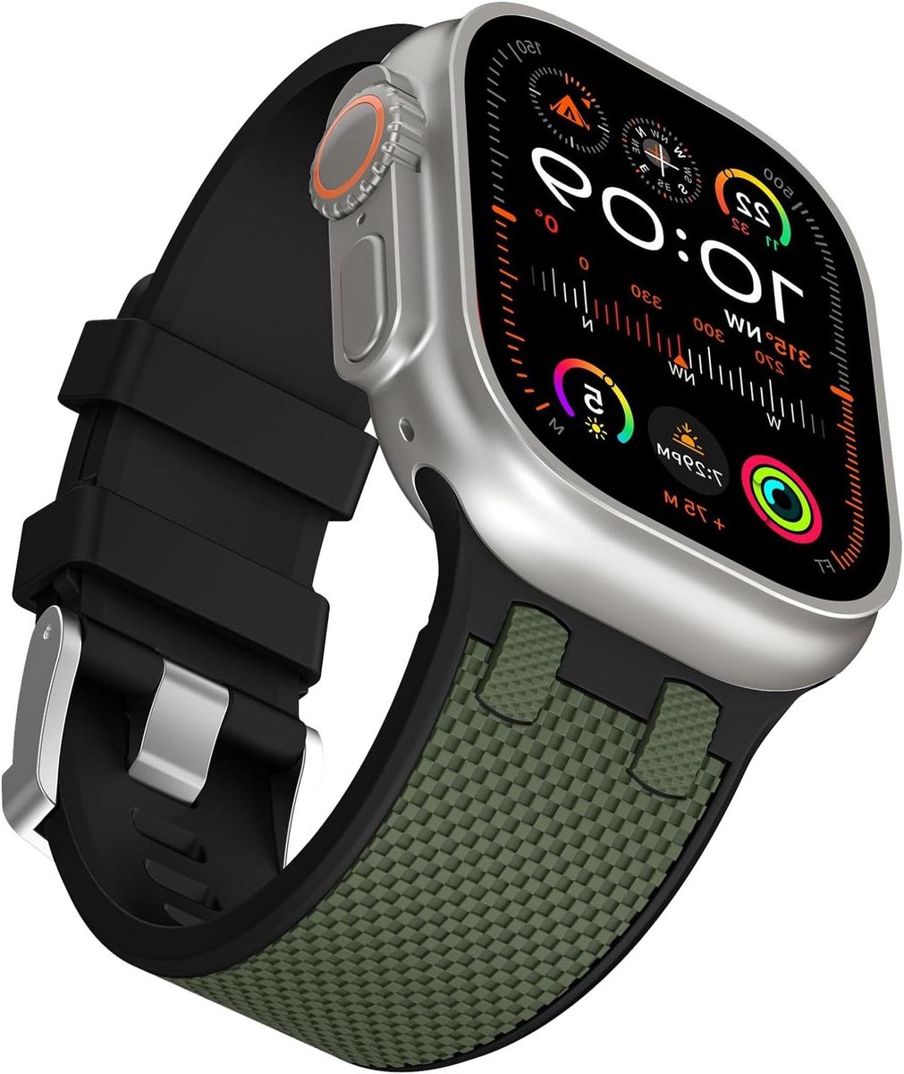 Cosensi - Reservearmband voor Apple Watch Series 9/8/7, Series 6/5/4/SE, Series 3/2/1 - Siliconen Sportband 45 mm en 44 mm, 49 mm Ultra.