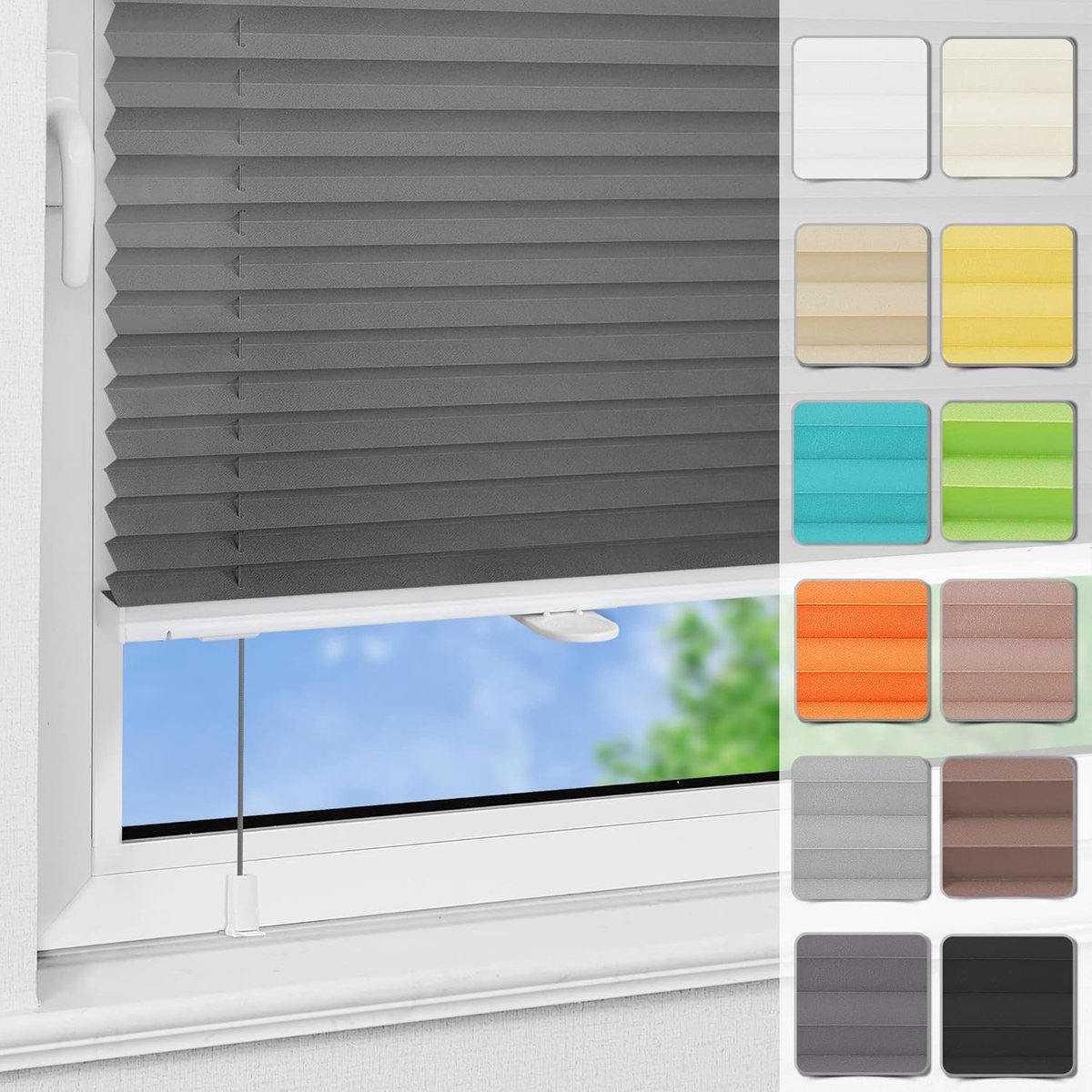 Stunq® Dubbelzijdige Rolgordijnen Zelfklevend, 50 x 100 cm, Zwart Antraciet