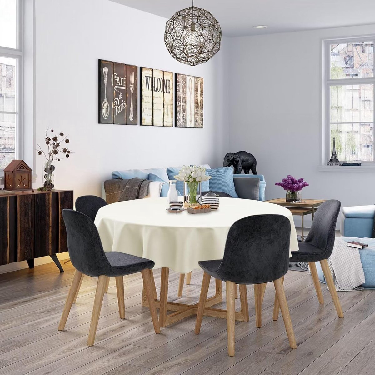 Stunq® Elegant Rond Katoen Tafelkleed Champagne Waterdicht 140cm – Perfect voor Diverse Gelegenheden