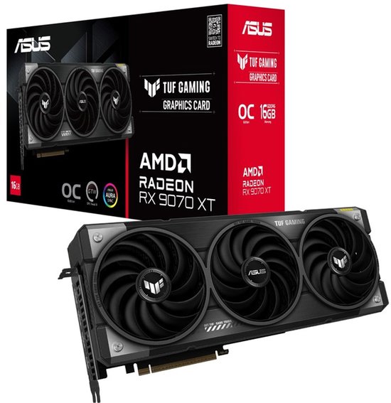 ASUS TUF Gaming AMD Radeon RX 9070 XT OC 16GB GDDR6 PCIe 5.0 Videokaart HDMI 2.1b DisplayPort 2.1a
