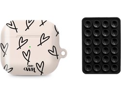 xoxo Wildhearts AirPods hoesje All Yours Beige & Zwart + Telefoonsticker Stick On Me Square Zwart – geschikt voor AirPods 4