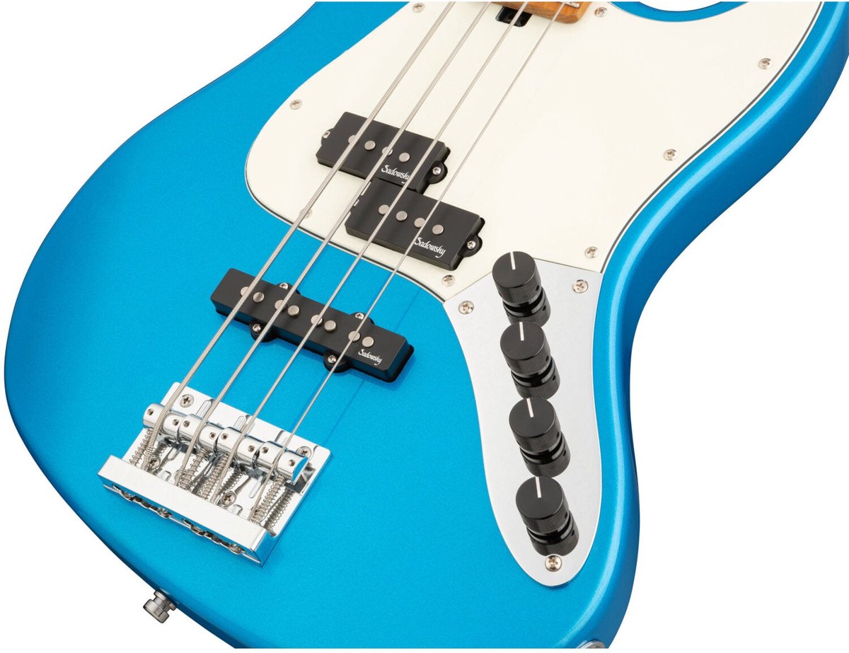 Sadowsky MetroExpress Hybrid P/J Bass Roasted Maple Solid Ocean Blue Metallic High Polish elektrische basgitaar met gigbag