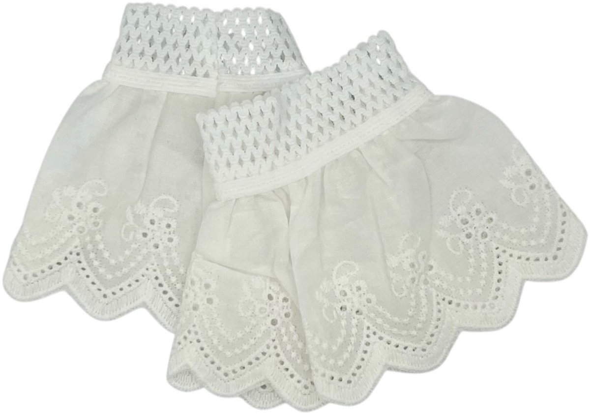 Witte embroidery manchetten - mouwtjes - met elastiek - rekbaar