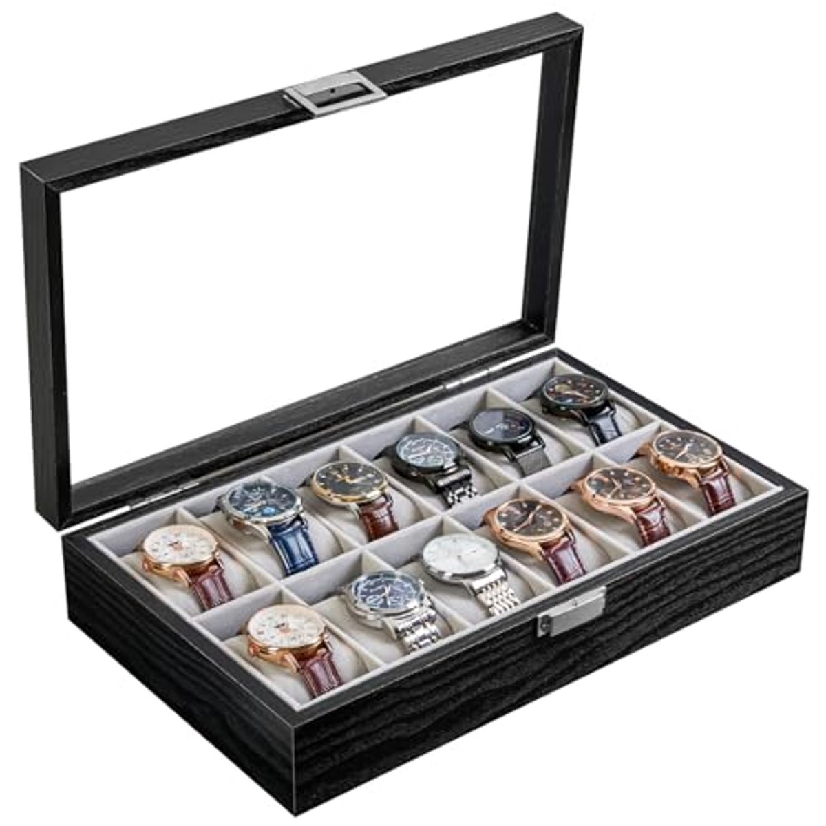 Houten Horlogedoos met 12 Slots - Horloge Organizer voor Mannen