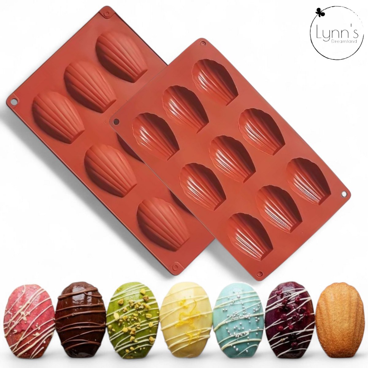 Lynn's siliconen bakvorm - Madeleines - 9 holtes- Chocolade, petit fours, broodjes, gebakjes, koekjes - Zeep, epoxy, gips en meer!