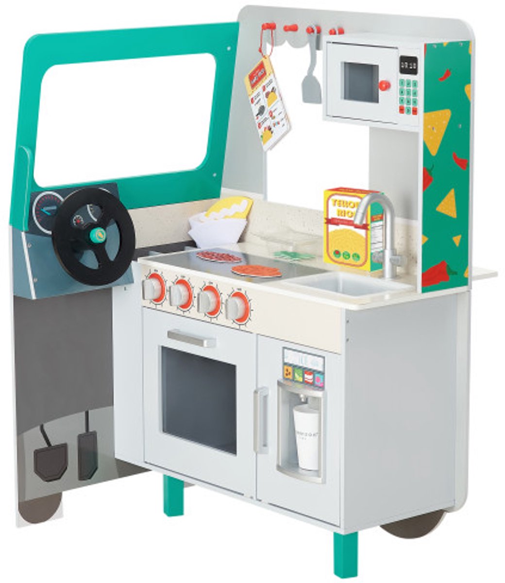 Teamson Kids Houten Speelkeuken - Taco Truck Voedselkar Rollenspel Keukenset