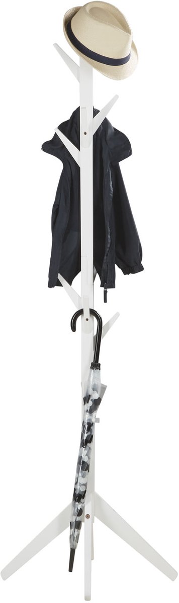 Homestyle4u Kledingrek - Garderobe hout - 10 garderobehaken - Wit