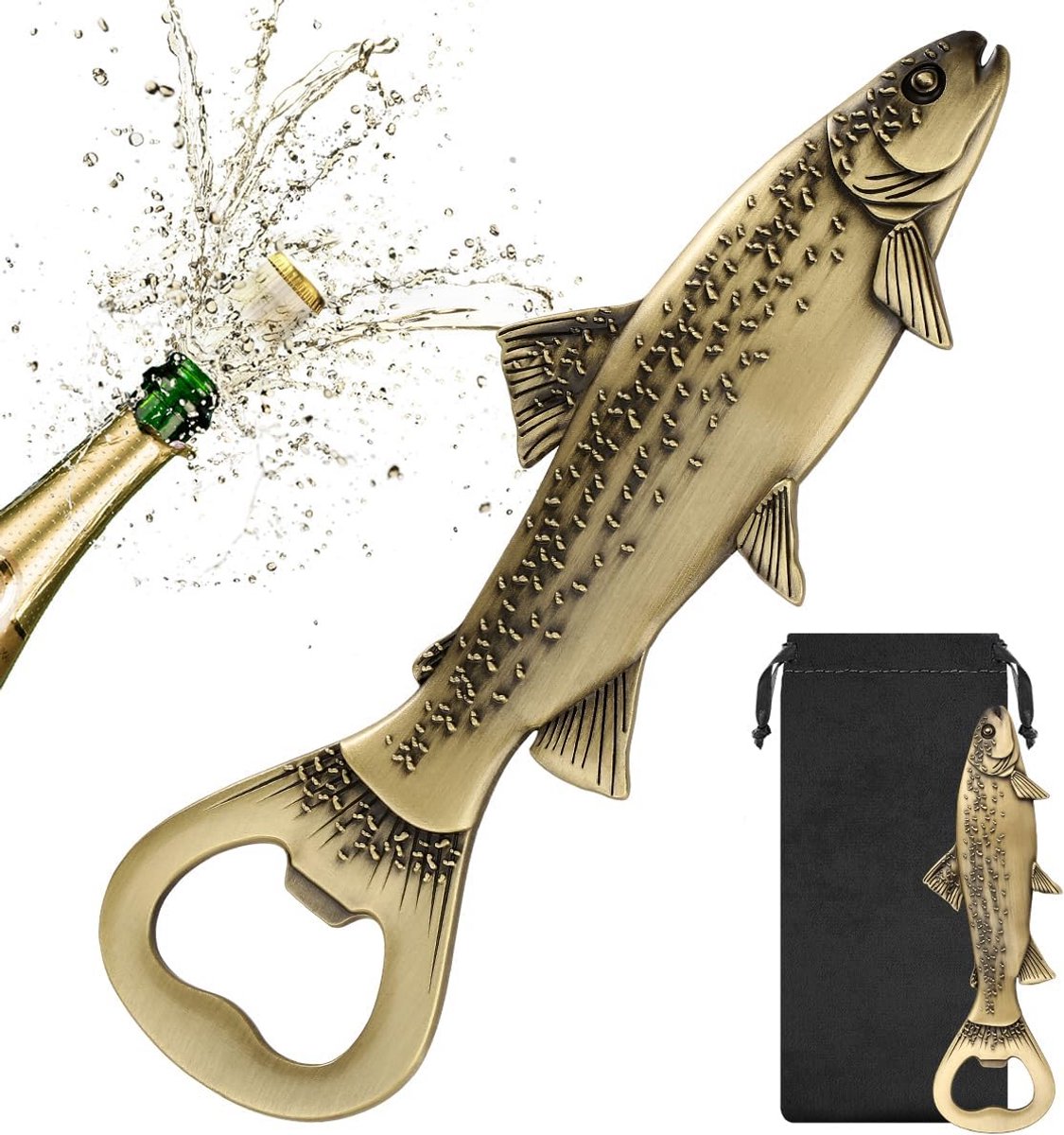 Forel Bierflesopener - Uniek Cadeau voor Vissers, Functioneel en Grappig Hengelaccessoire voor Thuis of als Decoratie