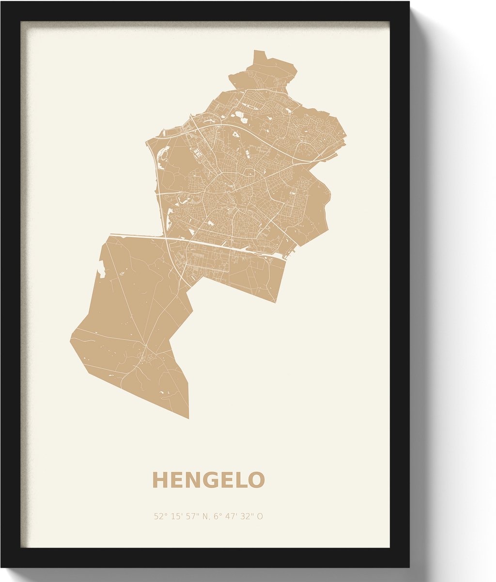 Poster Hengelo A3 - 30 x 42 cm - Beige (Exclusief Lijst)