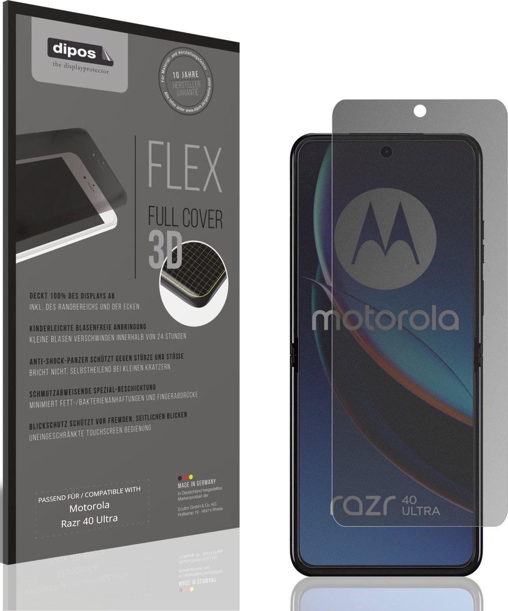 dipos FLEX – Matte Privacy Screenprotector geschikt voor Motorola Razr 40 Ultra | Volledige Schermbescherming | Case-Friendly