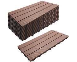 WPC tegels - 12 stuks - 60x30 cm - houtlook - bruin