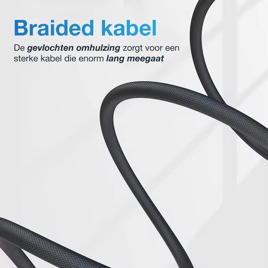 Gedetailleerd beeld van een zwarte gevlochten kabel die kronkelt.
