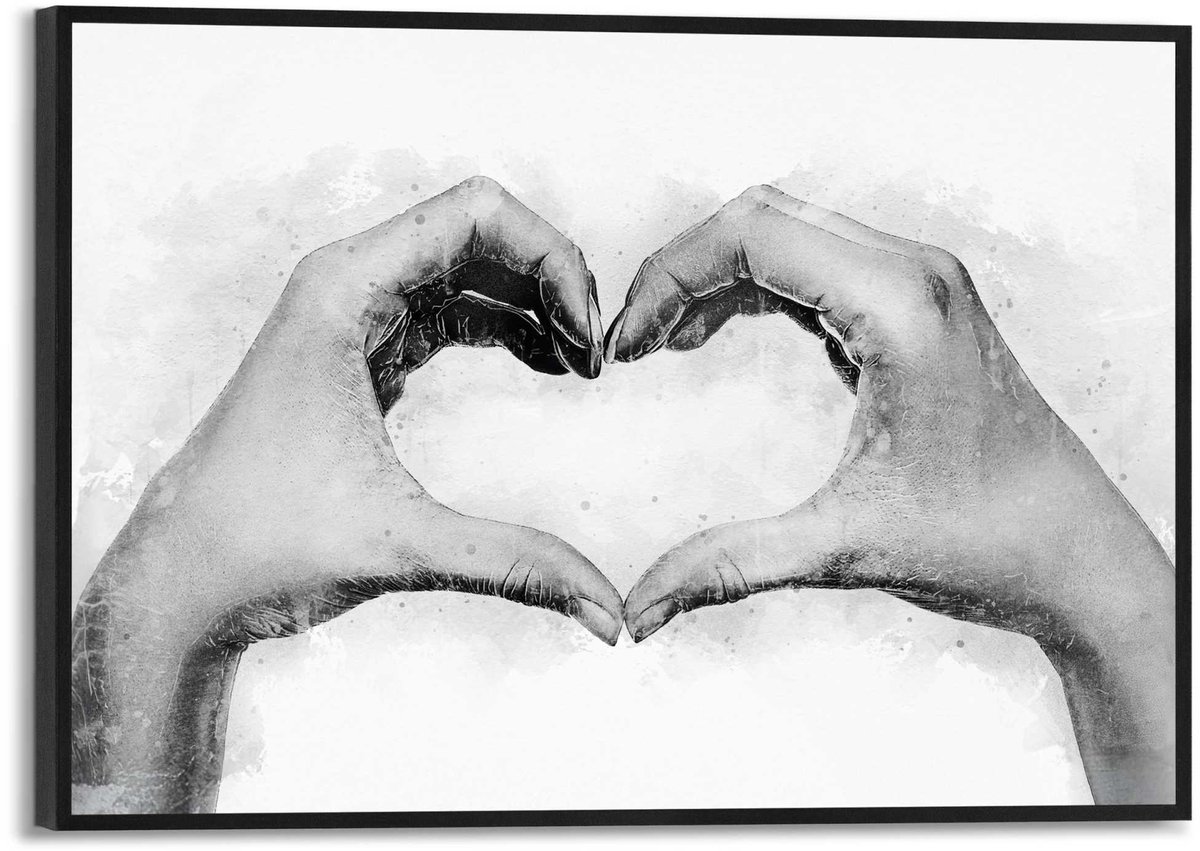 REINDERS Schilderij Hands Love - 20 x 30 - Hout - REINDERS Hands Love Zwart