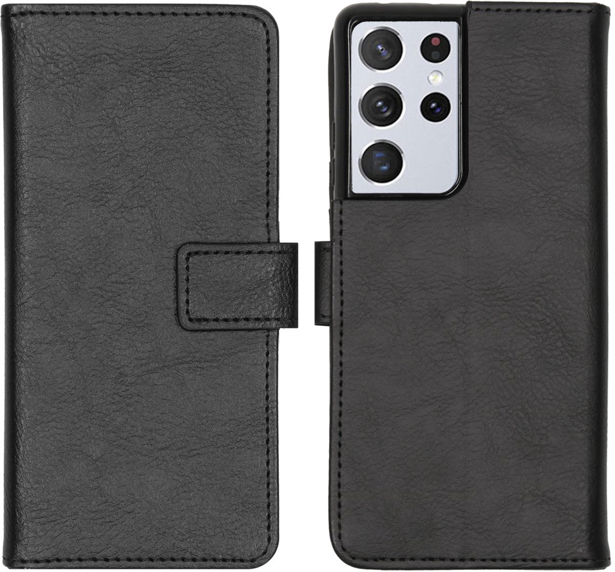 imoshion Hoesje - Geschikt voor Samsung Galaxy S21 Ultra - Luxe Bookcase - Zwart