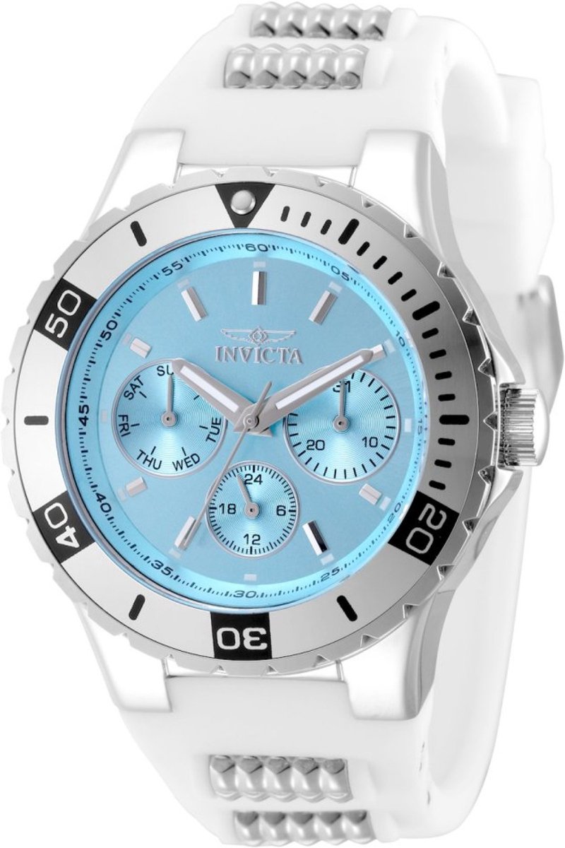 Invicta Aviator 49891 Dames Horloge - Waterdicht - Analoog - Quartz Uurwerk - Roestvrij Staal met blauwe Wijzerplaat - 38mm