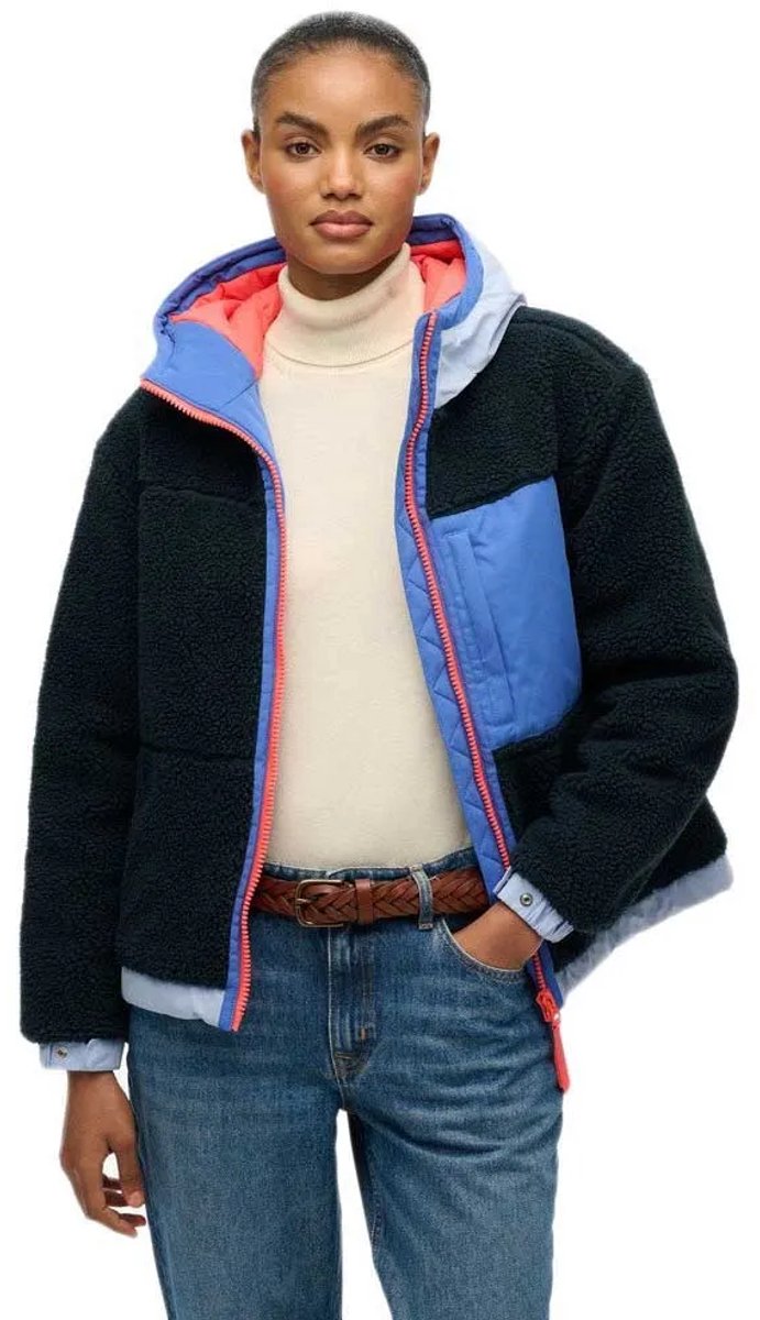 Superdry Vintage Sherpa Jas L Vrouw Marineblauw