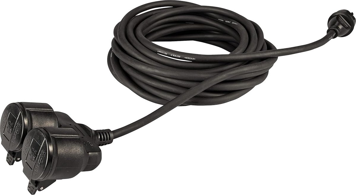 Verlengsnoer met Aarde 10 Meter IP44 Robuuste Rubberen Kabel en Dubbele Koppeling