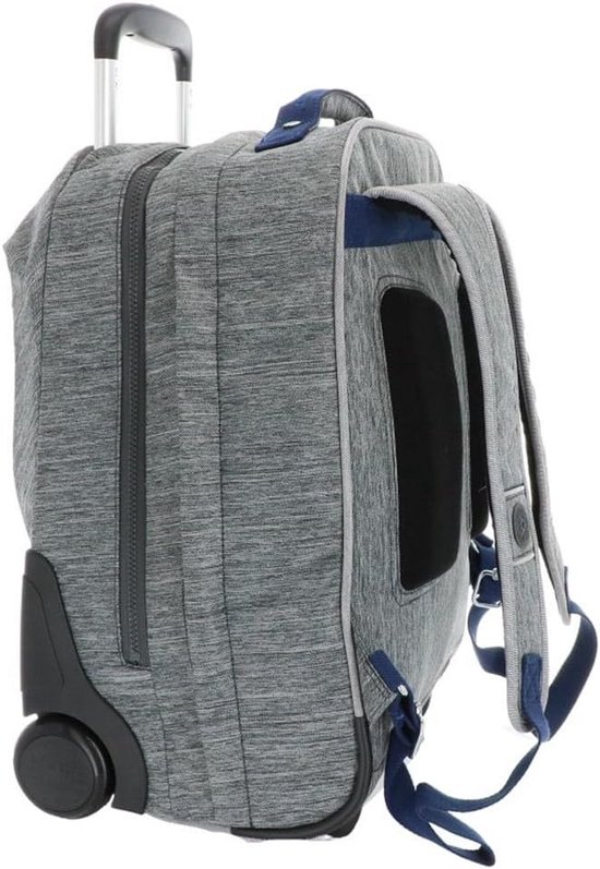 Rugzak Met Wieltjes – Trolley Met Dubbele Telescopische Handgreep, 7 Inch Wielen, Laptopvak (26x37 Cm), Voor Zakenreizigers, Grijs