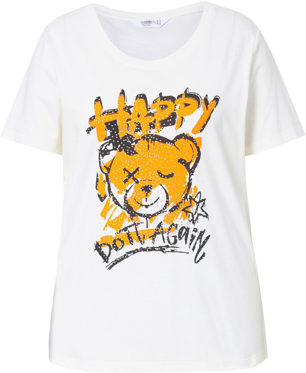 Angel of Style - Dames - T-shirt boxy fit teddy-motief korte mouwen - Oranje - Maat 50