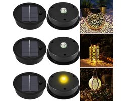 6x Vervangende Solarlamp Topafdekking met Warm Wit Licht - IP65 Waterdicht Zonnepaneel Reserveonderdeel voor Tuinverlichting