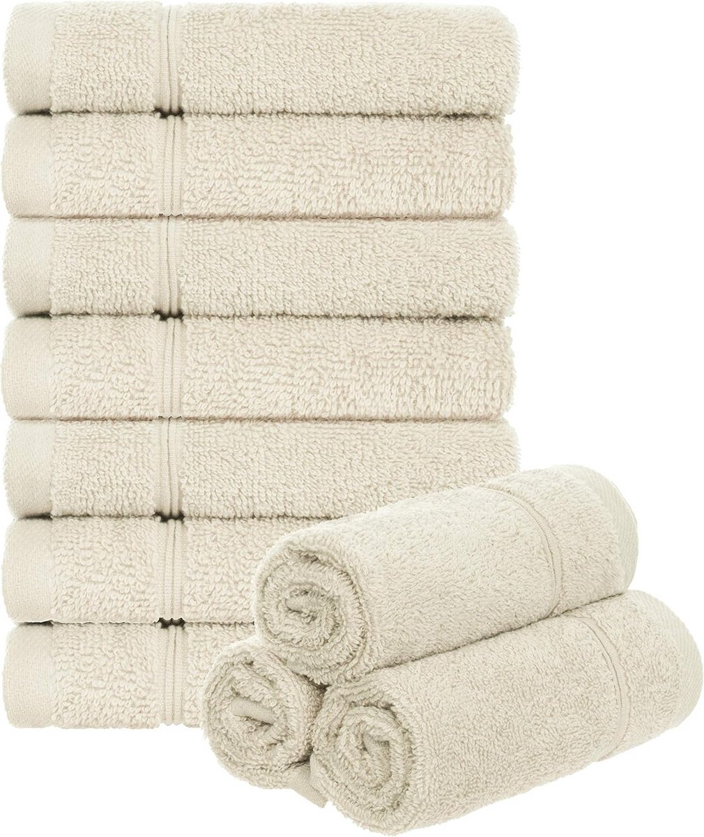Set van 10 Gastendoekjes (30x50 cm) - Absorberend Badstof Handdoek met Ophanglus - 100% Ka