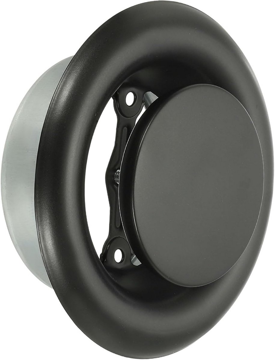Ronde Plafonddiffuser Ventilatierooster Verstelbaar Metaal Zwart 100mm