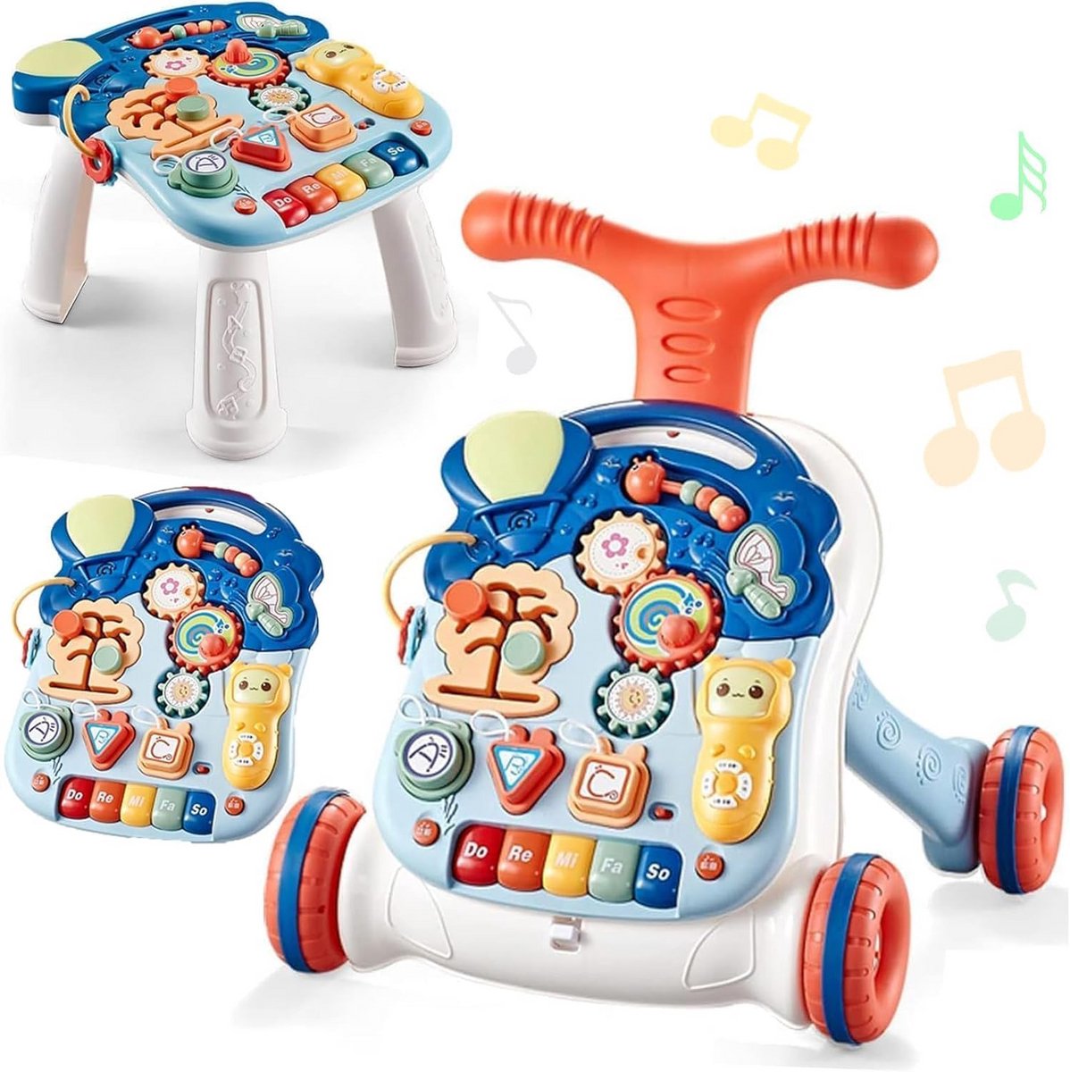 Loopstoel voor baby's met muziek en speelbord vanaf 6 maanden