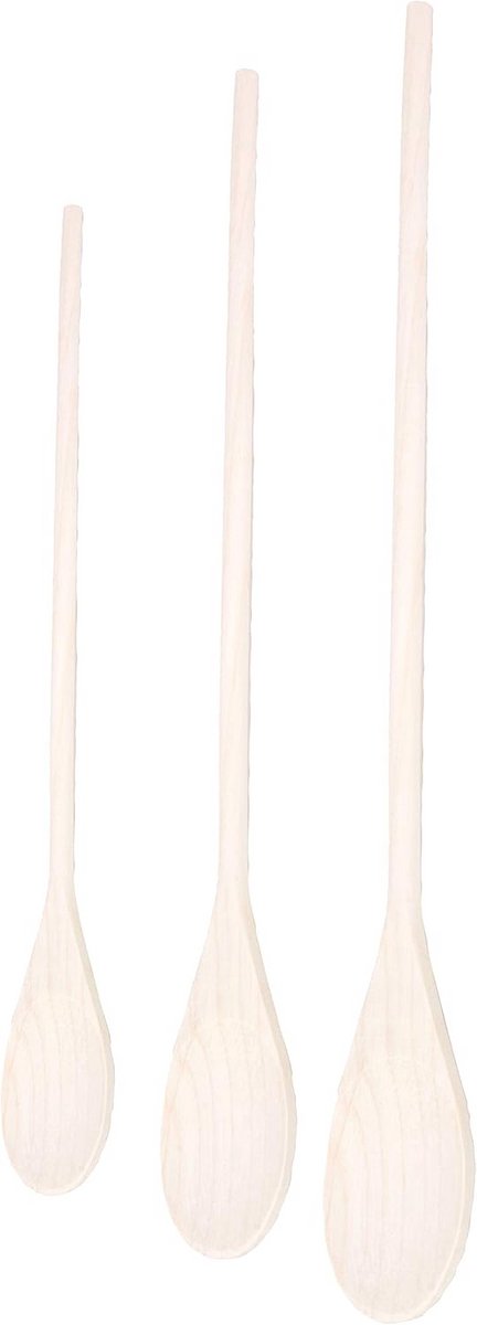 Set van 3 Houten Kooklepels van Beukenhout in Verschillende Maten