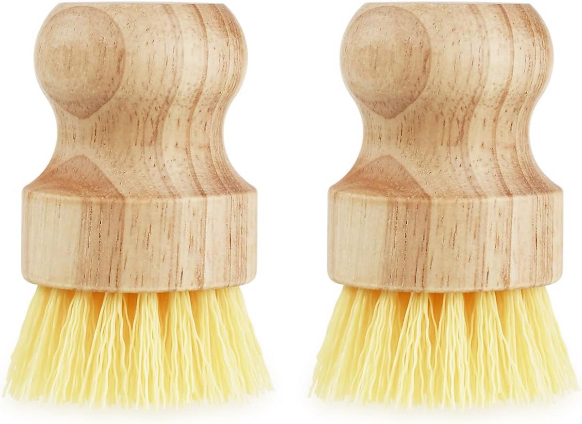 Set van 2 Duurzame Afwasborstels met Houten Handvat voor Binnen en Buiten Schoonmaken
