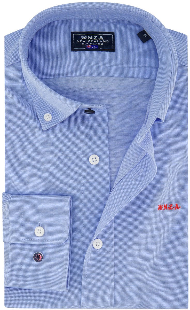 NZA overhemd lichtblauw Riley knitted button-down collar
