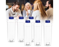 6x waterfilter voor koffiezetapparaten, filterpatroon compatibel met Delonghi SER3017 DLS C002 , DeLonghi EcoDacalk, set voor espressomachine