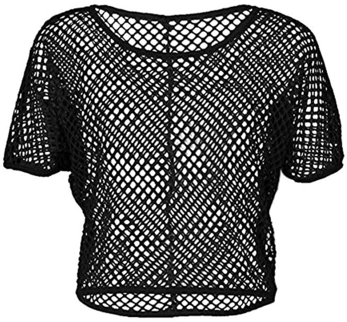 Vrouwen Casual Sexy 80s Kostuums met Visnet en Neon Crop Tops