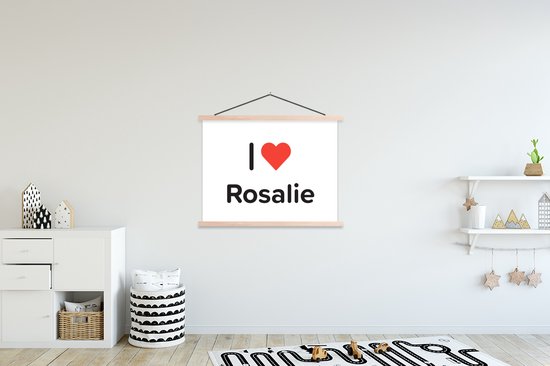 Porte-affiche avec affiche - Affiche scolaire - I love - Rosalie - Fille - 120x90 cm - Lattes vierges