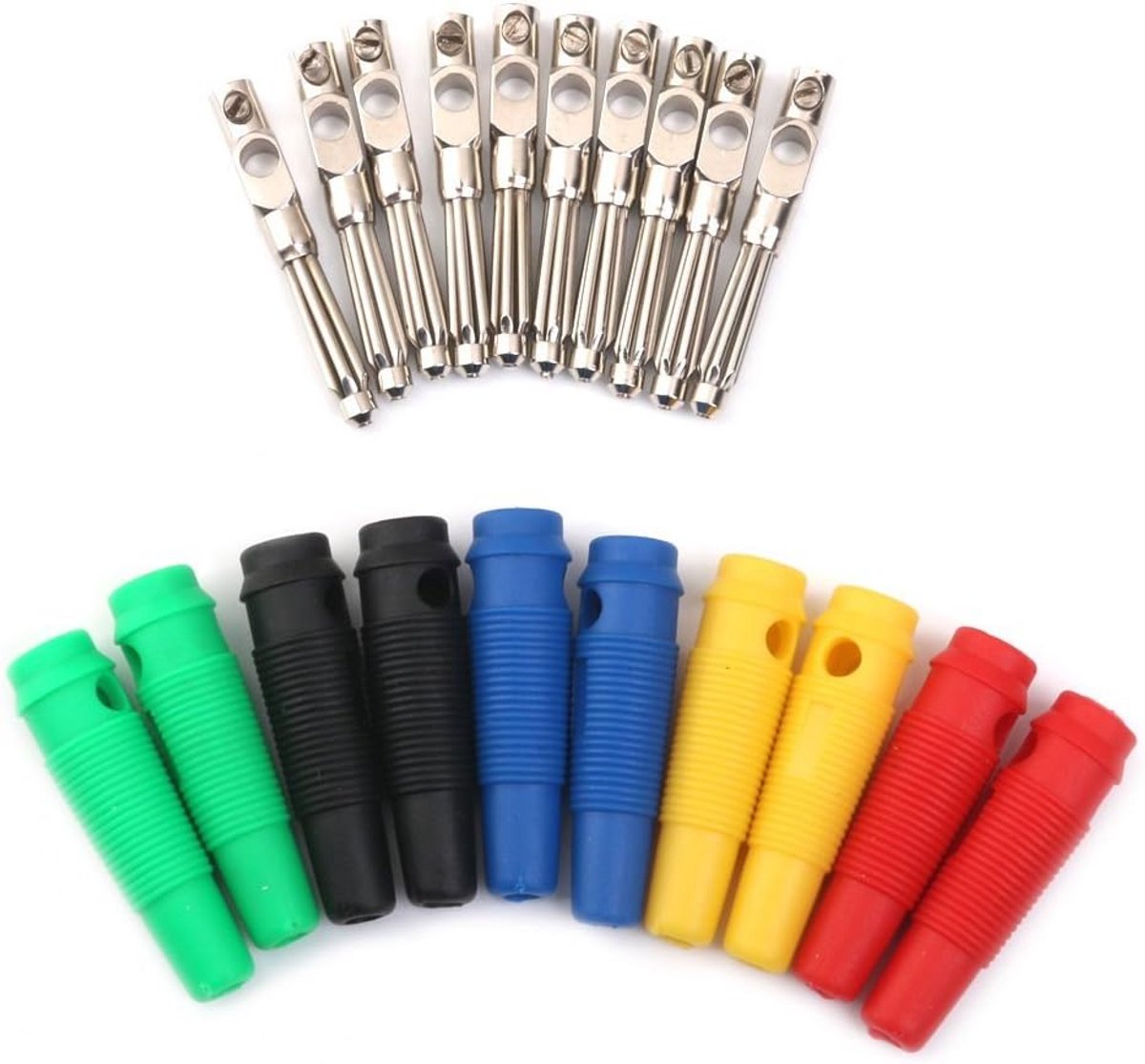 10 Stuks Geïsoleerde Koperen Banaanstekkers 4mm voor Luidsprekerkabel - Diverse Kleuren