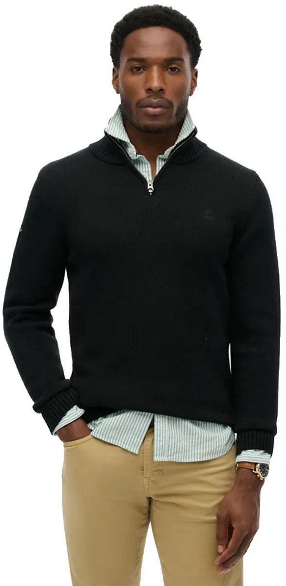 Superdry Katoenen Trui Met Halve Rits Heren Sweaters Zwart