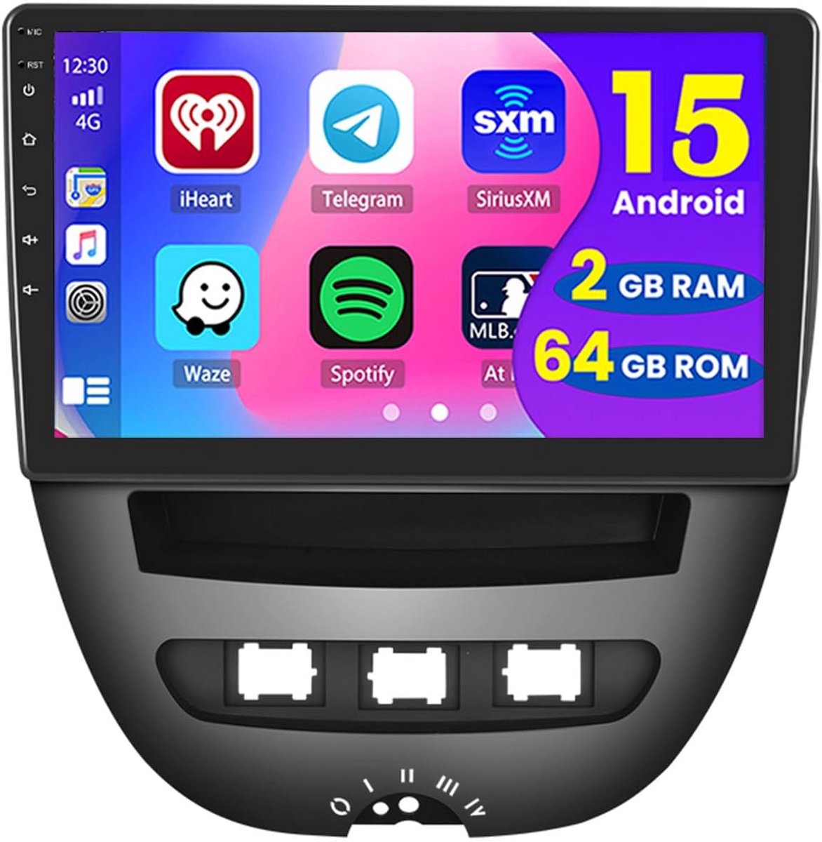 Multimedia Autoradio 2+64GB voor Peugeot 107, Toyota Aygo, Citroen C1 (2004-2014) met Draadloos CarPlay, Android Auto, 10.1" Scherm, Navigatie en Achteruitrijcamera