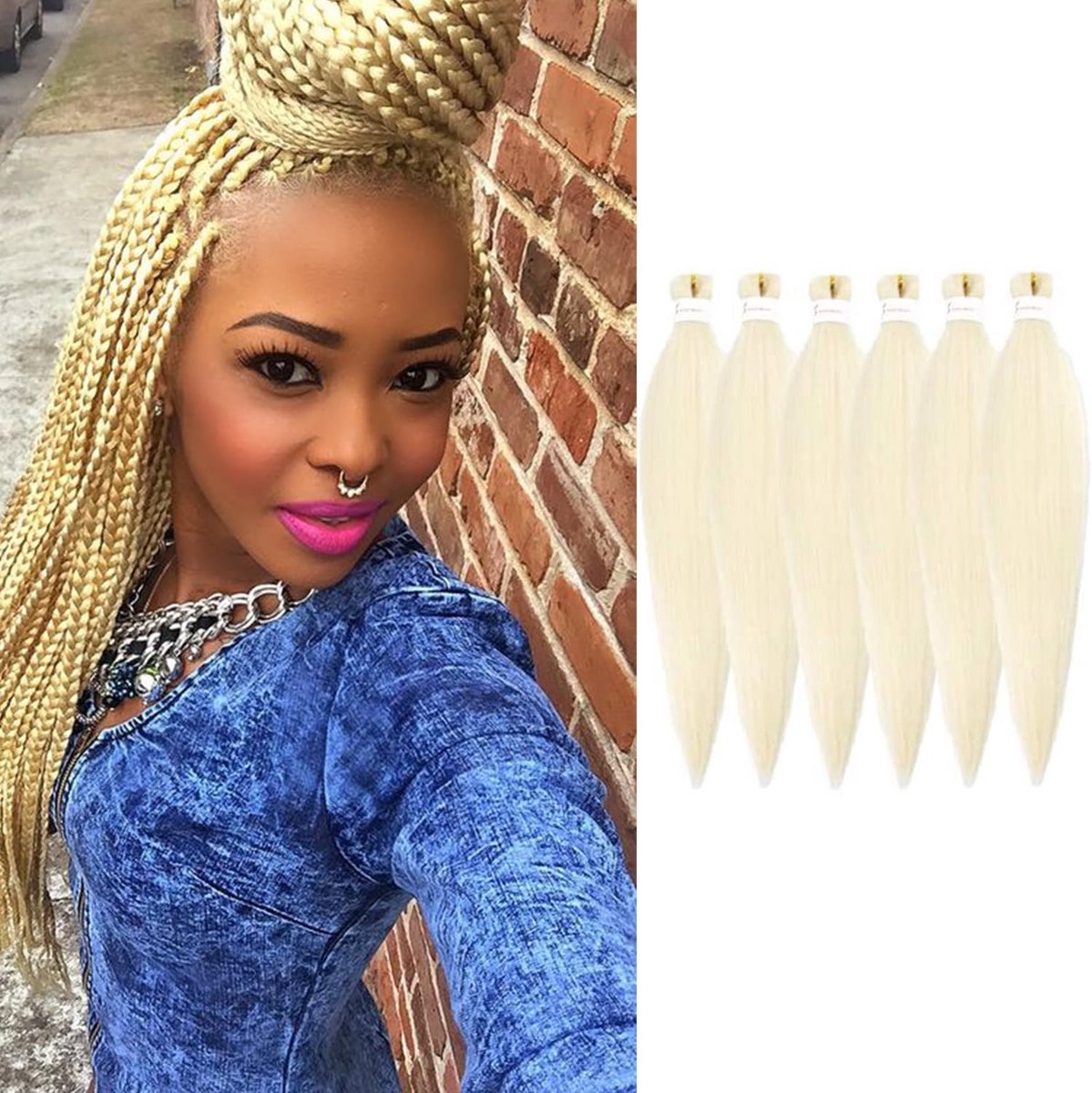 Pre-Stretched Haarextensies 26" Blond Voor Knooploze Vlechtwerk