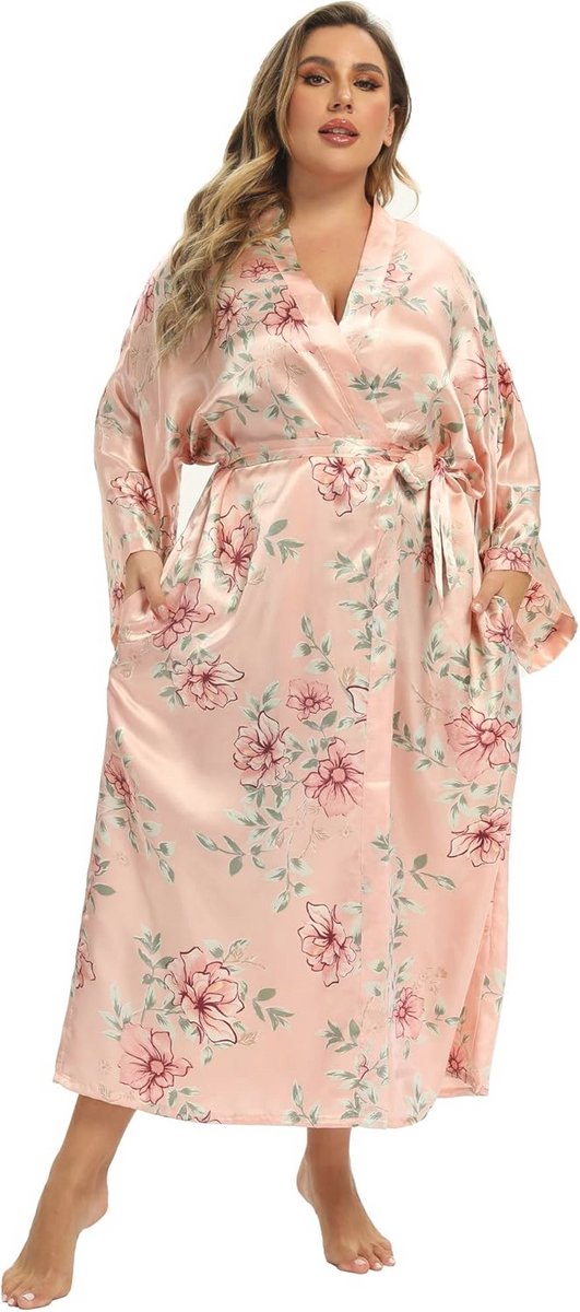 Plus Size Lange Satijnen Badjassen en Kimono's voor Dames