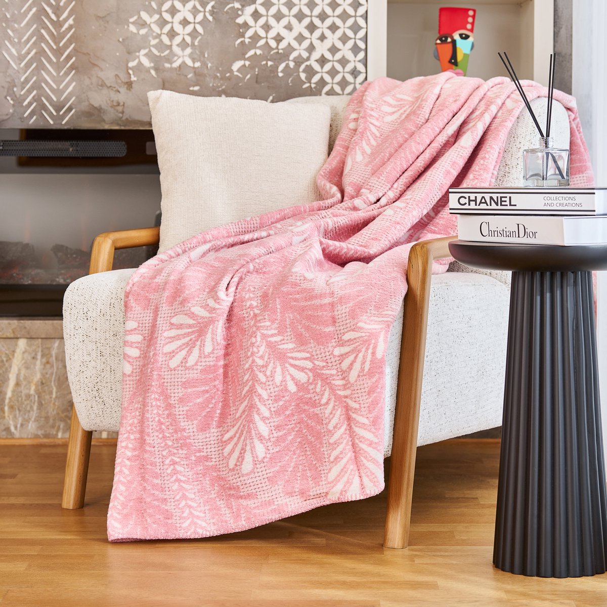 Boraboi® Katoenen Deken- 150x200 cm ,(Roze,wit) 400 GSM – Ademend & Zacht – Dubbelzijdig – Vier Seizoenen
