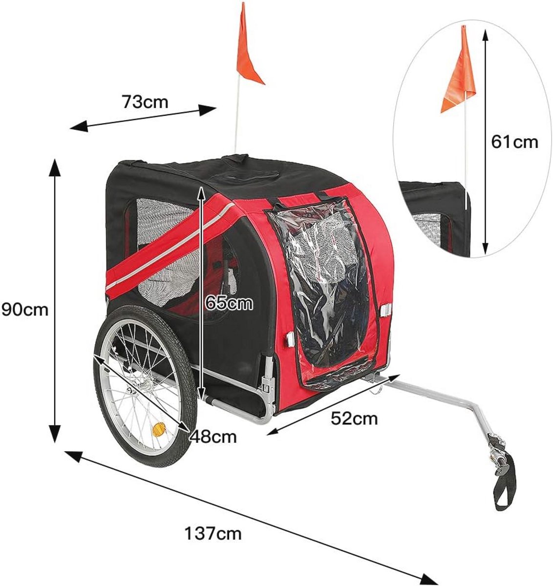 Opvouwbare Fietskar voor Honden - Huisdieren Fietsaanhanger met Reflectoren en Hoog Draagvermogen