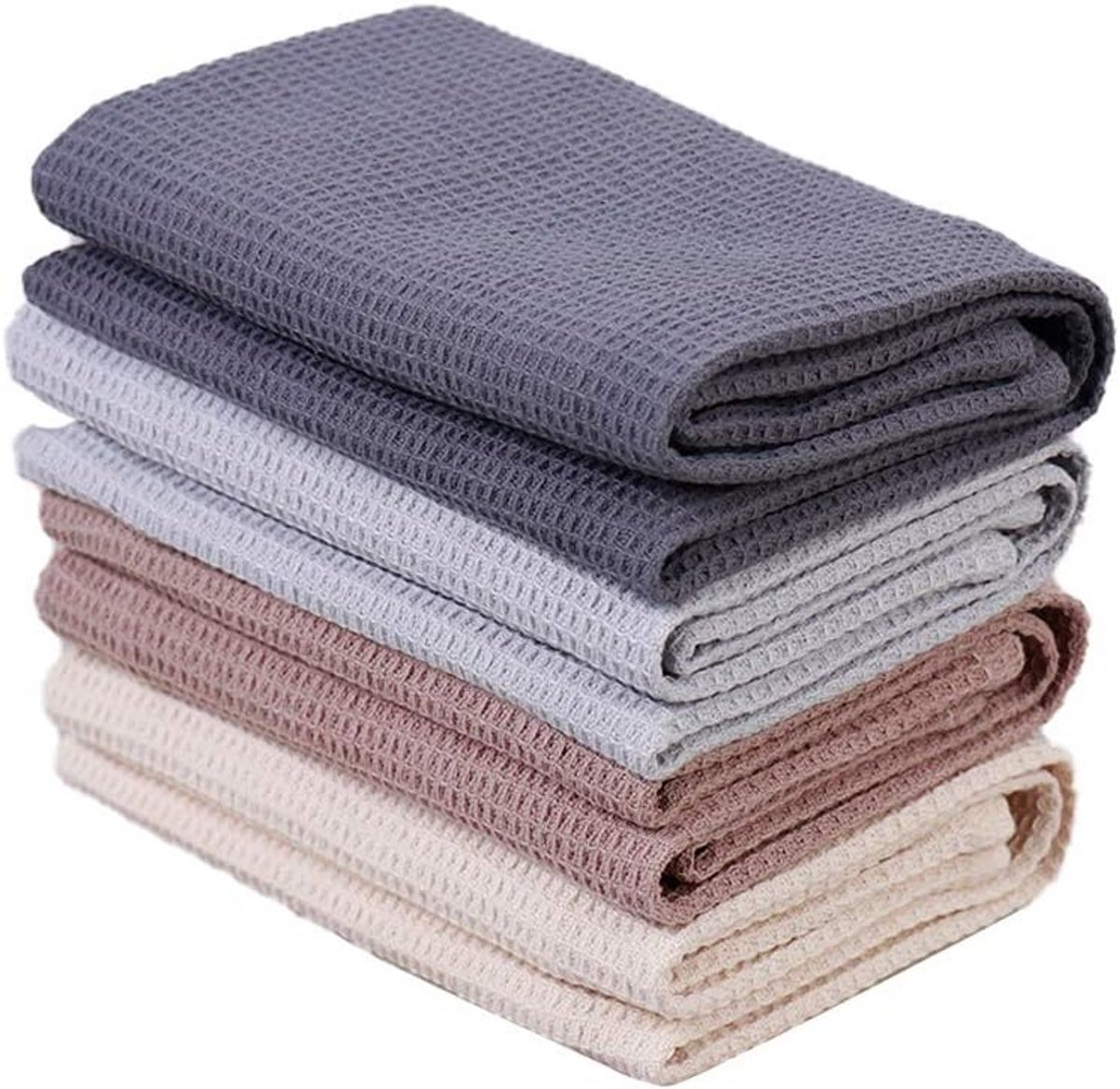 Set van 4 theedoeken van 100% katoen, wafelweefsel, super absorberend voor keuken