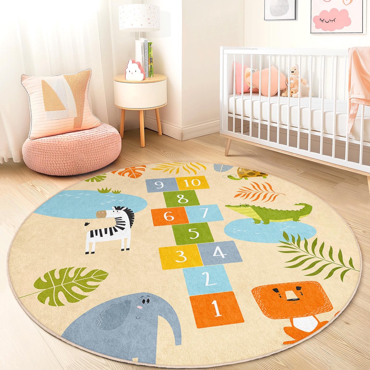 Mila Home - Kindertapijt Rond - Vloerkleed Kinderkamer Tapijt - Speeltapijt - Wasbaar - Antislip - OEKO-TEX Gecertificeerd - 423 1