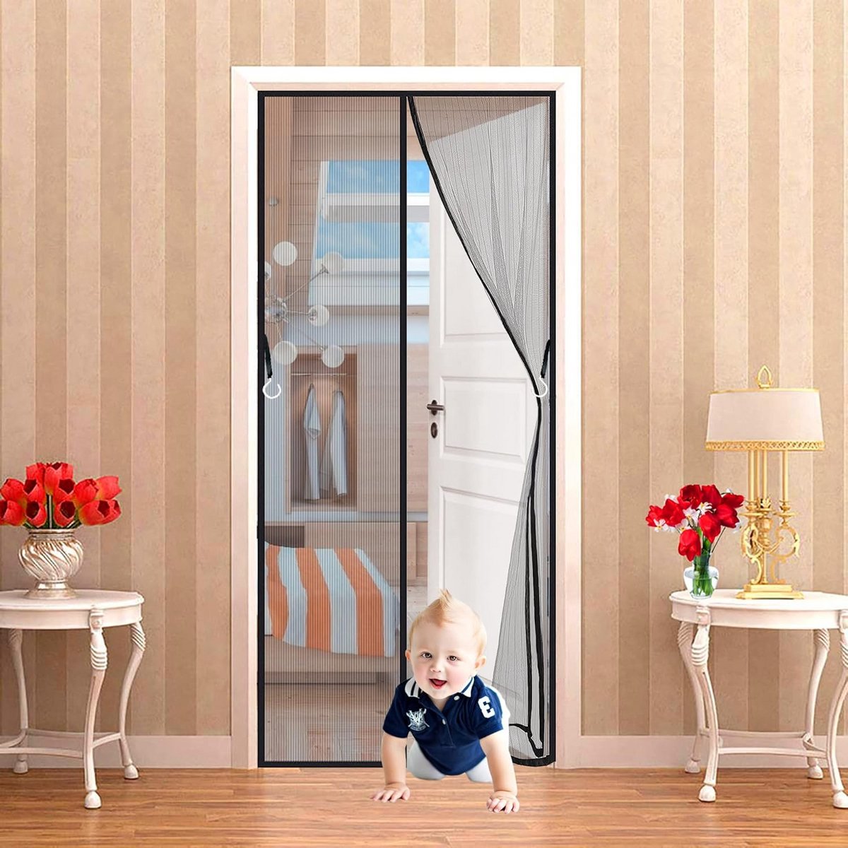 Magnetische hordeur 85 x 210 cm voor balkon en terras