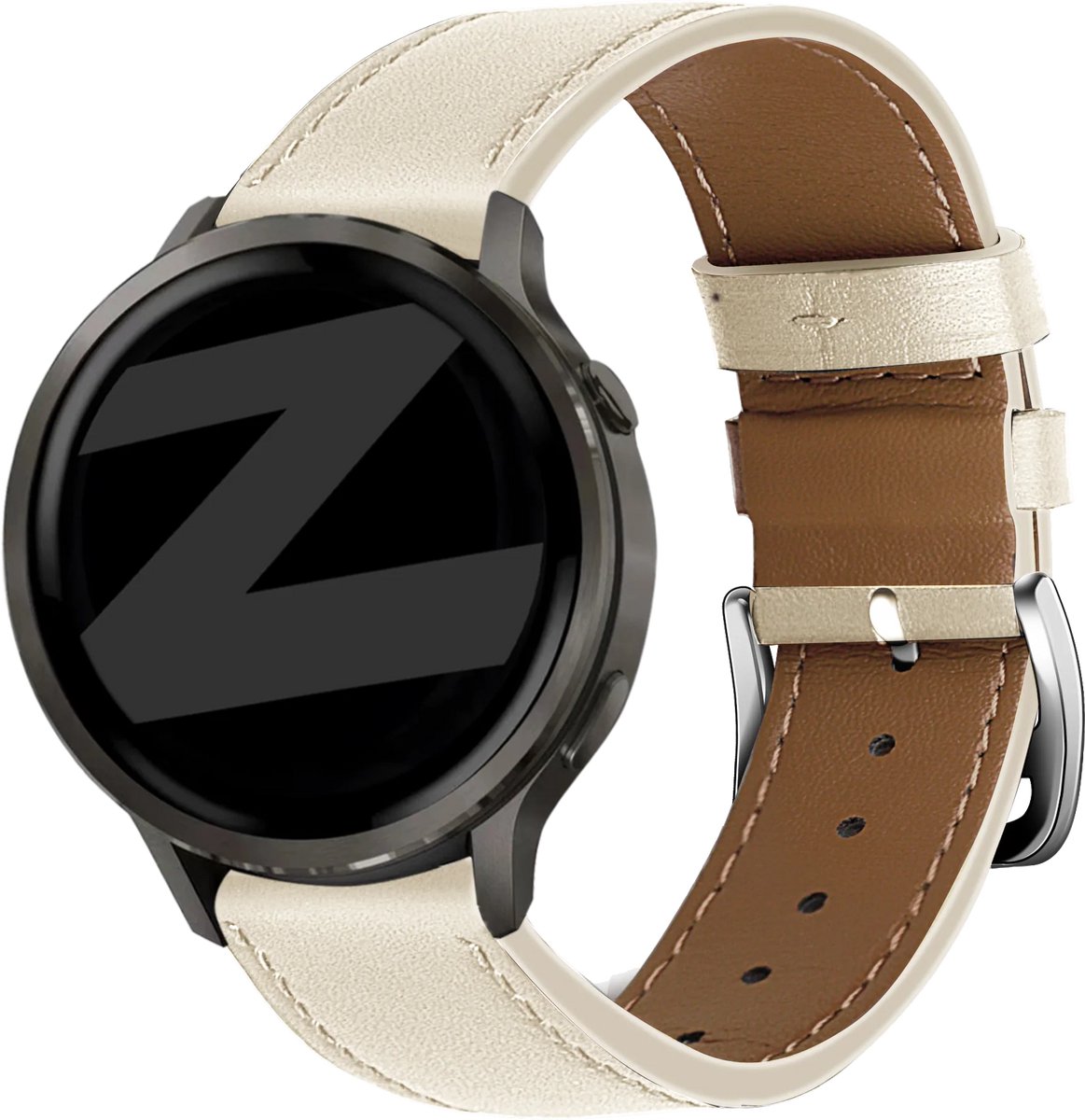 Bandz Leren ‘Deluxe’ bandje – geschikt voor Garmin Vivoactive 4s / Vivomove 3s / Venu 4 - 41mm / Venu 3s / Venu 2s / Forerunner 255s / Forerunner 265s – Comfortabel & stijlvol – Beige