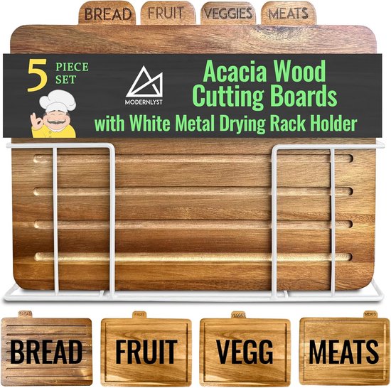 3-Delige Snijplanken Set Met Houder - Broodplank