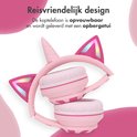 Opvouwbare roze unicorn koptelefoon met LED oren.