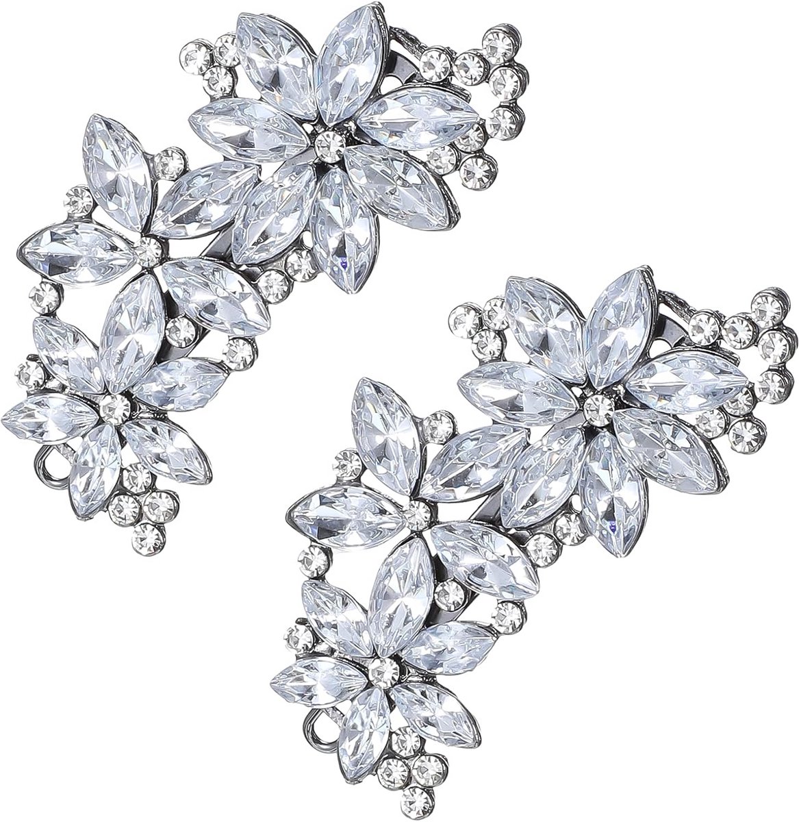 2 stuks Zilveren Strass Haarclips Kristal Diamant Speldjes voor Dames